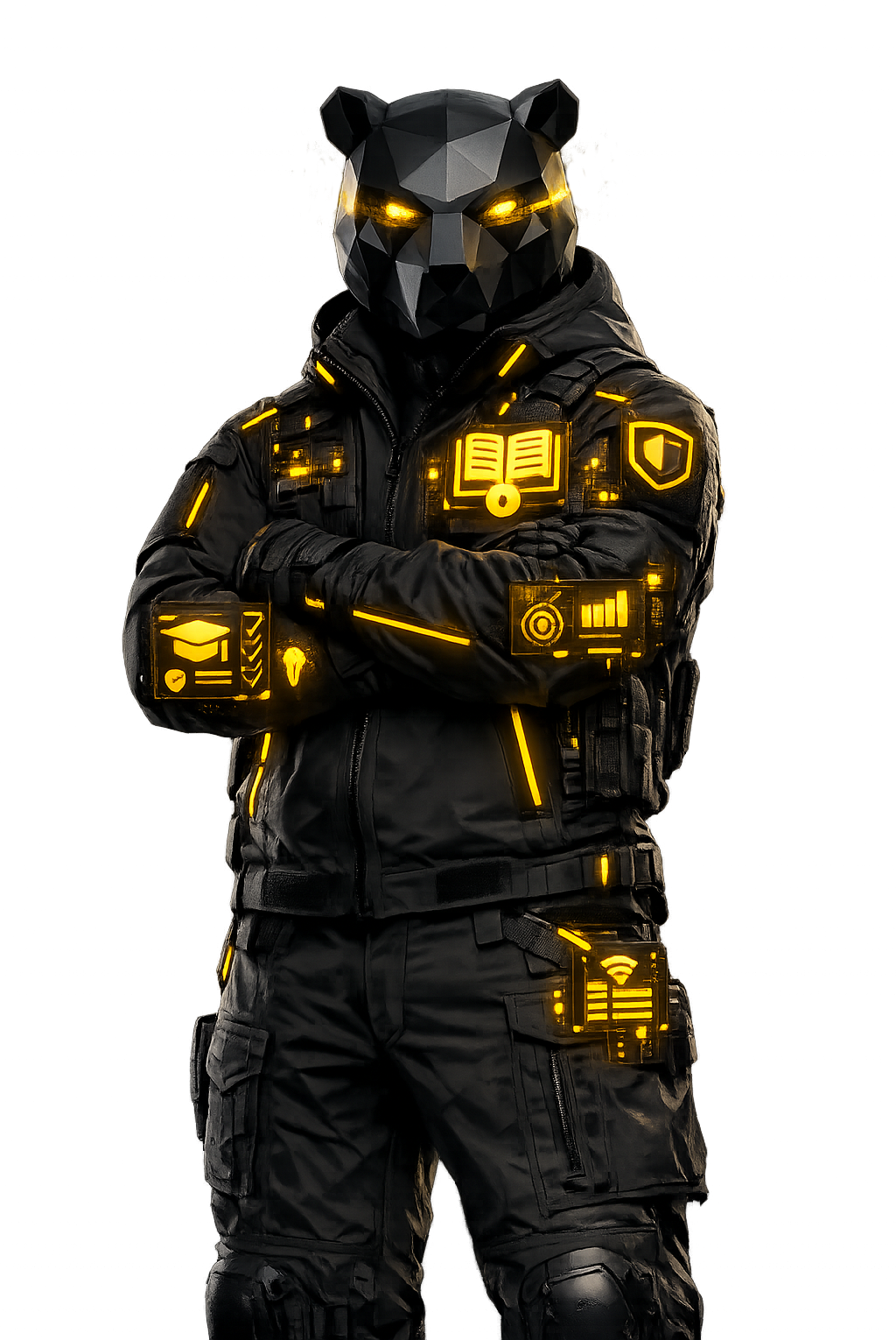 Cybears X Awareness mascot the cyber guardian